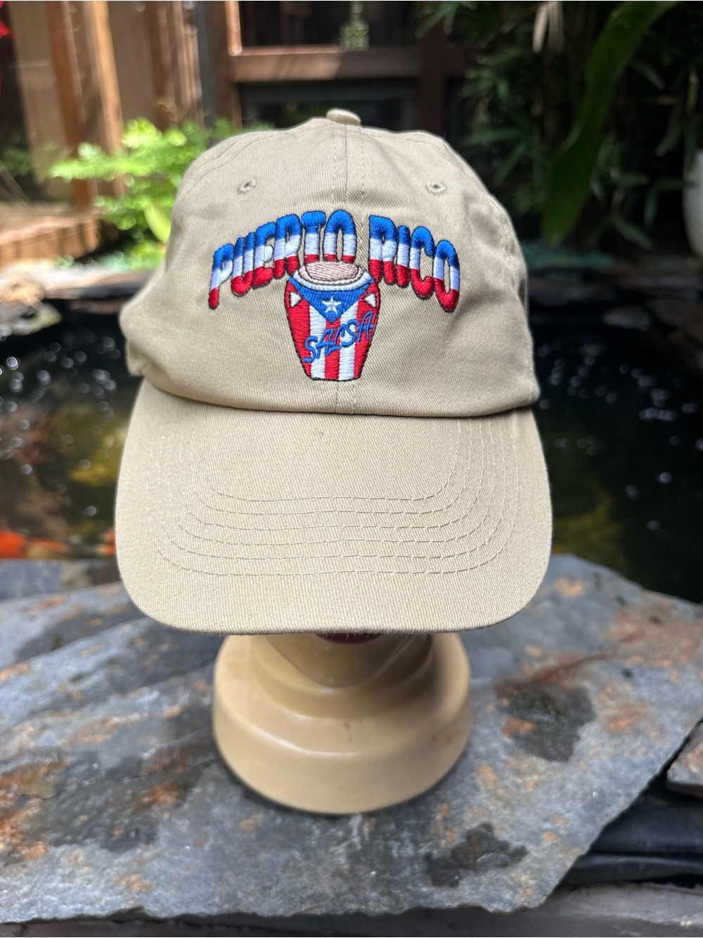 Khaki Kids Baseball Cap with Puerto Rico Embroidery